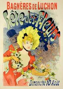 Reproductie van een poster ter promotie van het Bloemenfestival in Bagneres-de-Luchon, 1890